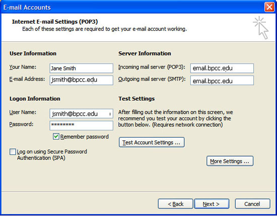 Change smtp settings in outlook